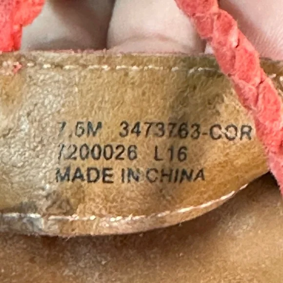 FRYE "Ruth" Whipstitch Ankle Strappy Sandals Flats in Coral US 7.5M - Picture 9 of 11